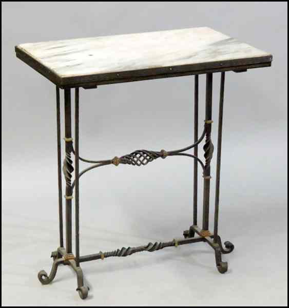 Appraisal: SCROLLED IRON TABLE With a marble top H '' W