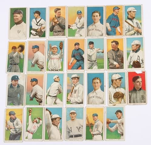 Appraisal: Grouping of twenty-seven T- baseball cards Cards include Latham New