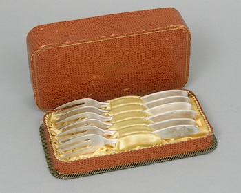 Appraisal: A Boxed Set of Silver Dessert Forks A boxed set