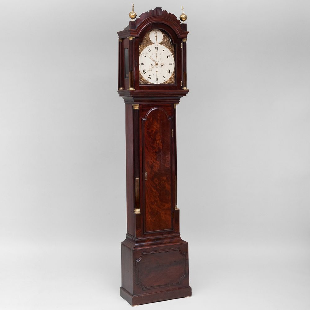 Appraisal: George III Brass-Mounted Mahogany Tall Case Clock dial signed Wm