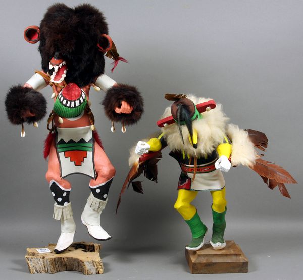 Appraisal: Two wood Kachina dolls both signed Jesse taller h Good