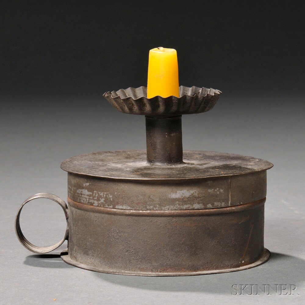 Appraisal: Tin Candlestick Tinder Box America or England early th century