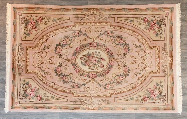 Appraisal: Indo- Aubusson Wool ' x ' Area Rug Indo- Aubusson