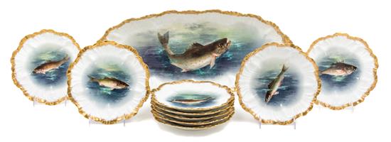 Appraisal: Sale Lot A Limoges Porcelain Fish Service th century comprising