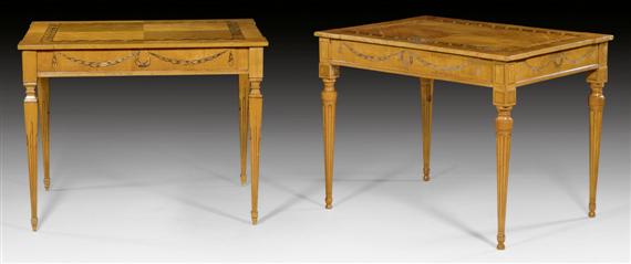 Appraisal: PAIR OF SIMILAR TABLES Louis XVI probably Rhineland circa Carved