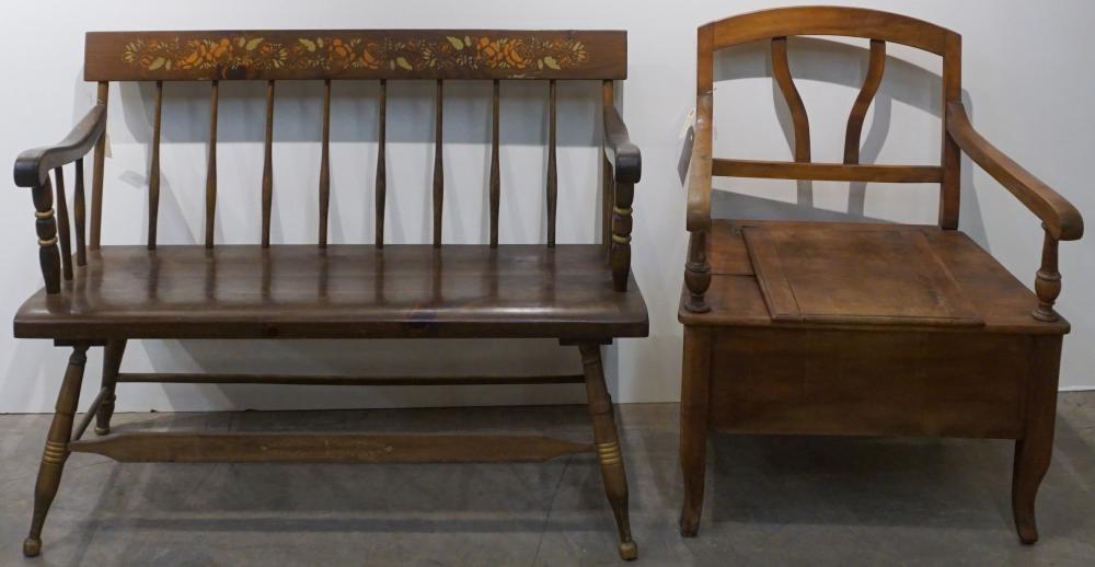 Appraisal: Winchester Style Stencil Decorated Bench and Queen Anne Style Mahogany