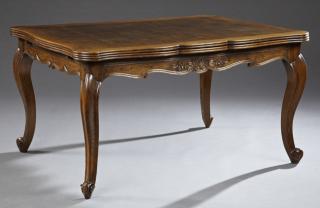 Appraisal: French Louis XV Style Carved Oak Draw Leaf Dining Table