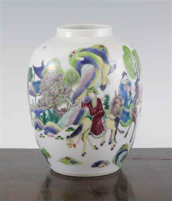 Appraisal: A Chinese famille rose ovoid jar Kangxi mark but th