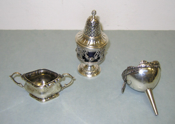 Appraisal: THREE STERLING SILVER TABLE ITEMS Various makers comprising J E