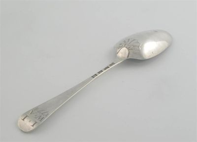 Appraisal: A George III fancy-back tablespoon initialled 'II' over 'WA' over