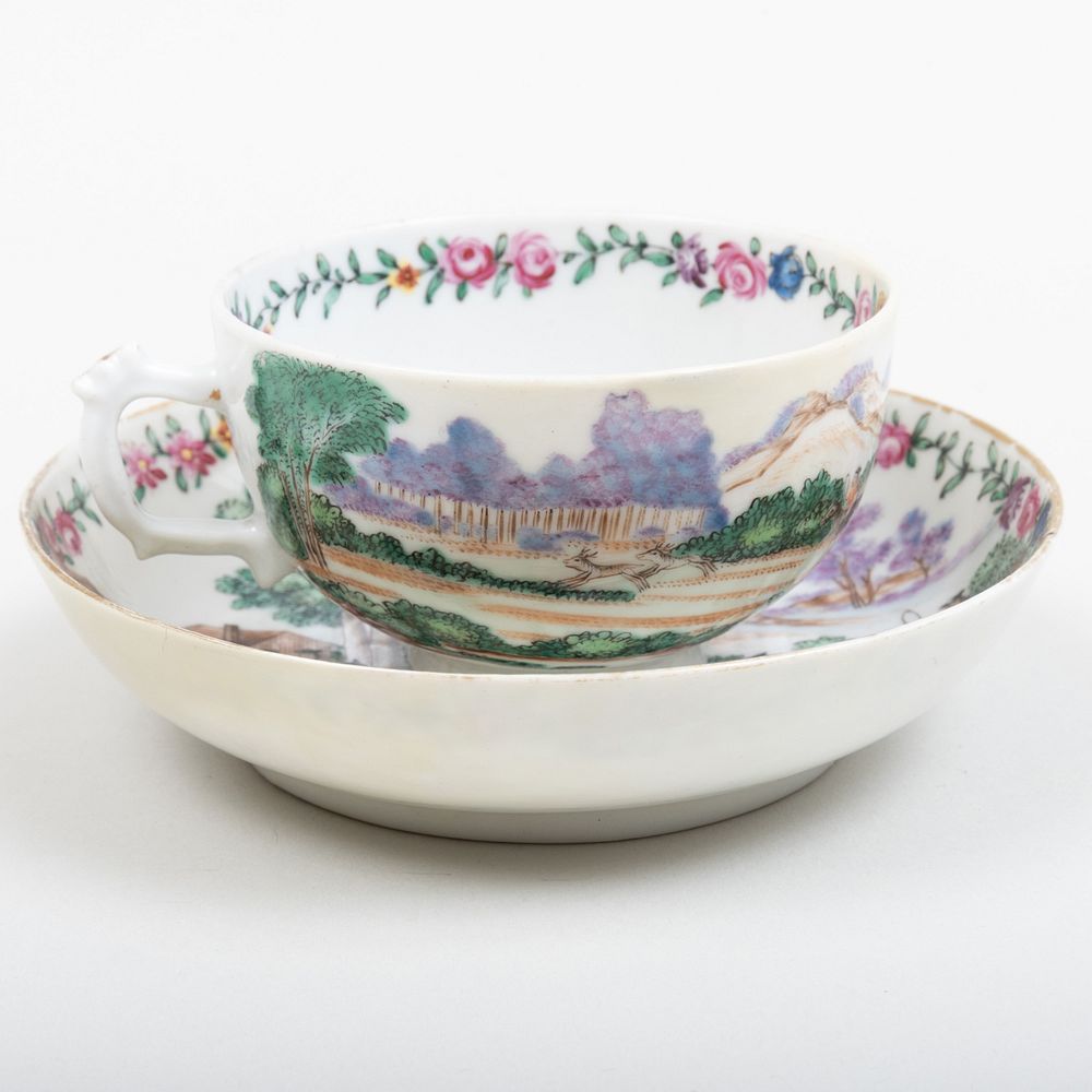 Appraisal: Chinese Export Porcelain Tea Bowl and Saucer Decorated with Fox