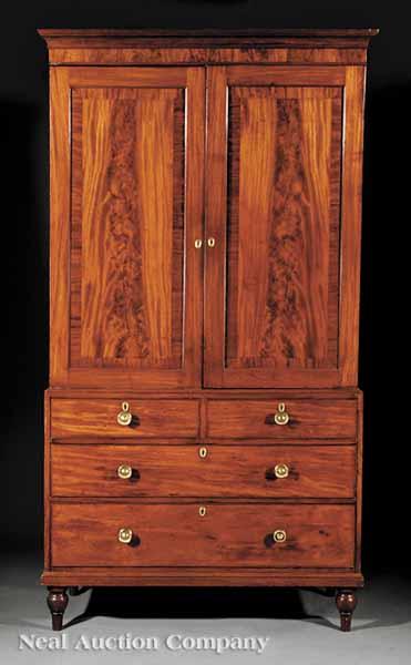 Appraisal: An American Federal Mahogany Linen Press early th c mid-Atlantic