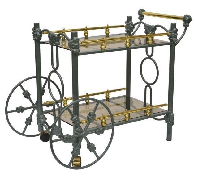 Appraisal: Vintage iron service cart tea trolley late th c frame