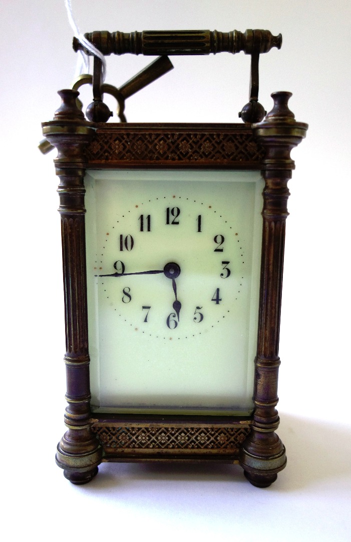 Appraisal: A gilt brass cased carriage clock late th century the