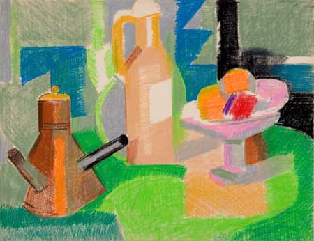 Appraisal: ROBERT BLACKBURN - Untitled Studio Table Still Life Color crayons