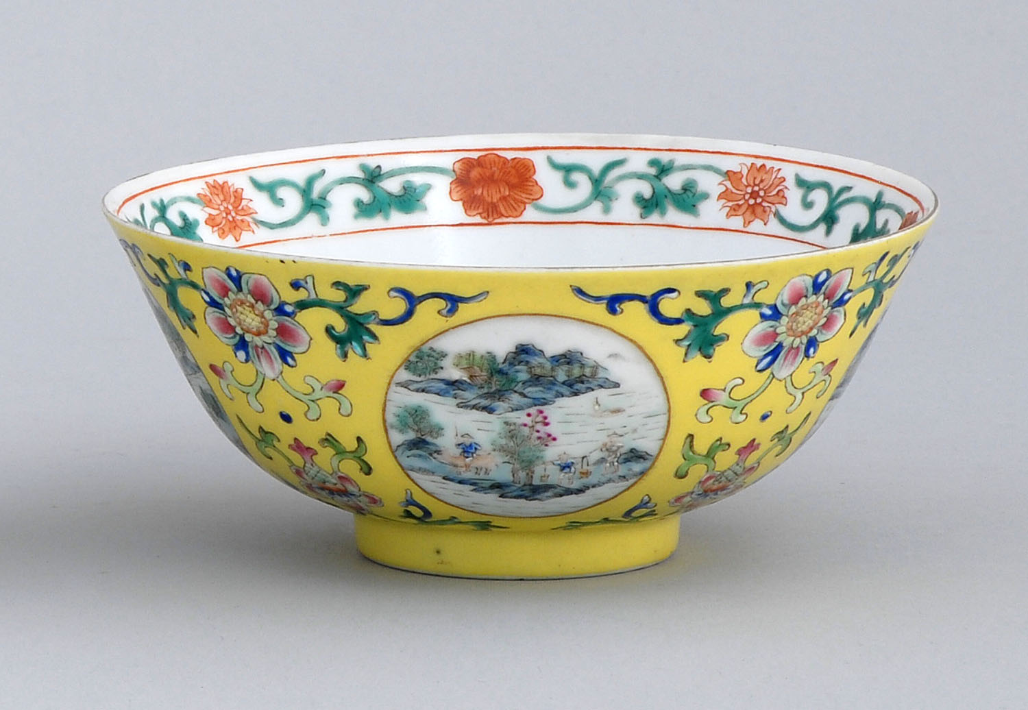 Appraisal: FAMILLE JAUNE PORCELAIN BOWL Early th CenturyIn bell form with