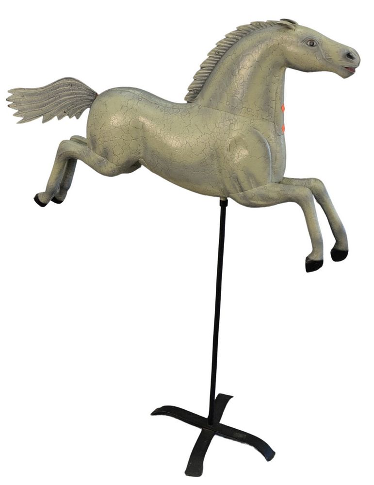 Appraisal: Metal Horse Figure on metal stand late th C Metal