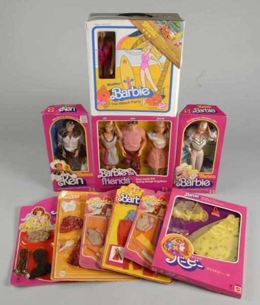 Appraisal: Pink Box Lot of Fashions Dolls Description Western Barbie and