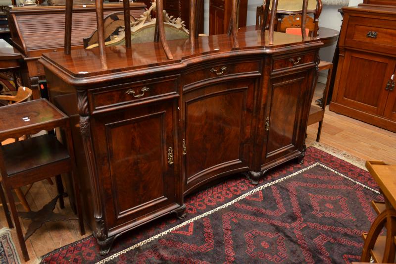 Appraisal: A VICTORIAN FLAME MAHOGANY THREE DOOR BUFFET WITH INTERNAL DRAWERS