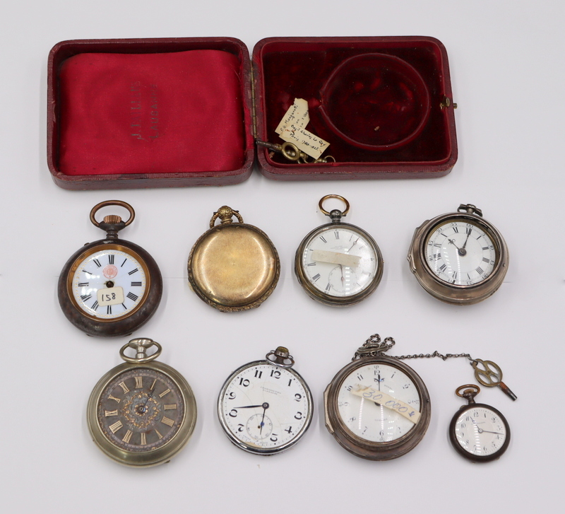 Appraisal: JEWELRY Antique Pocket Watch Grouping Including an English Higgs and