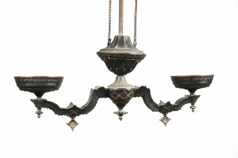 Appraisal: CAST IRON HANGING KEROSENE FIXTURE - th c Cast Iron