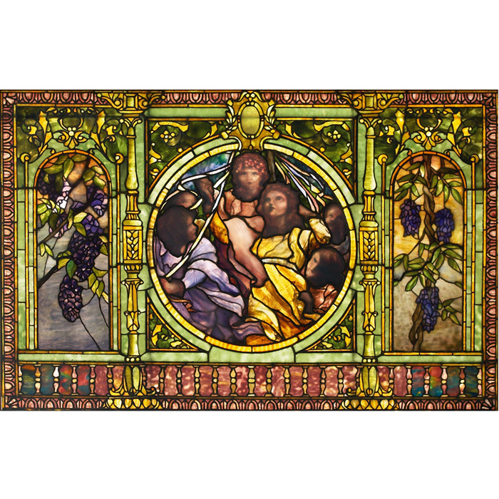 Appraisal: Exceptional Tiffany Studios window consisting of two separate panels the