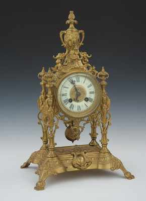 Appraisal: A French Style Table Clock Gilt brass clock with fancy