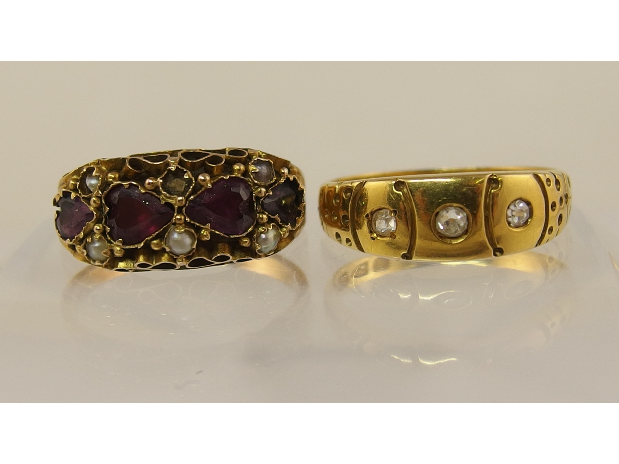 Appraisal: An ct diamond set ring and a Victorian gem set