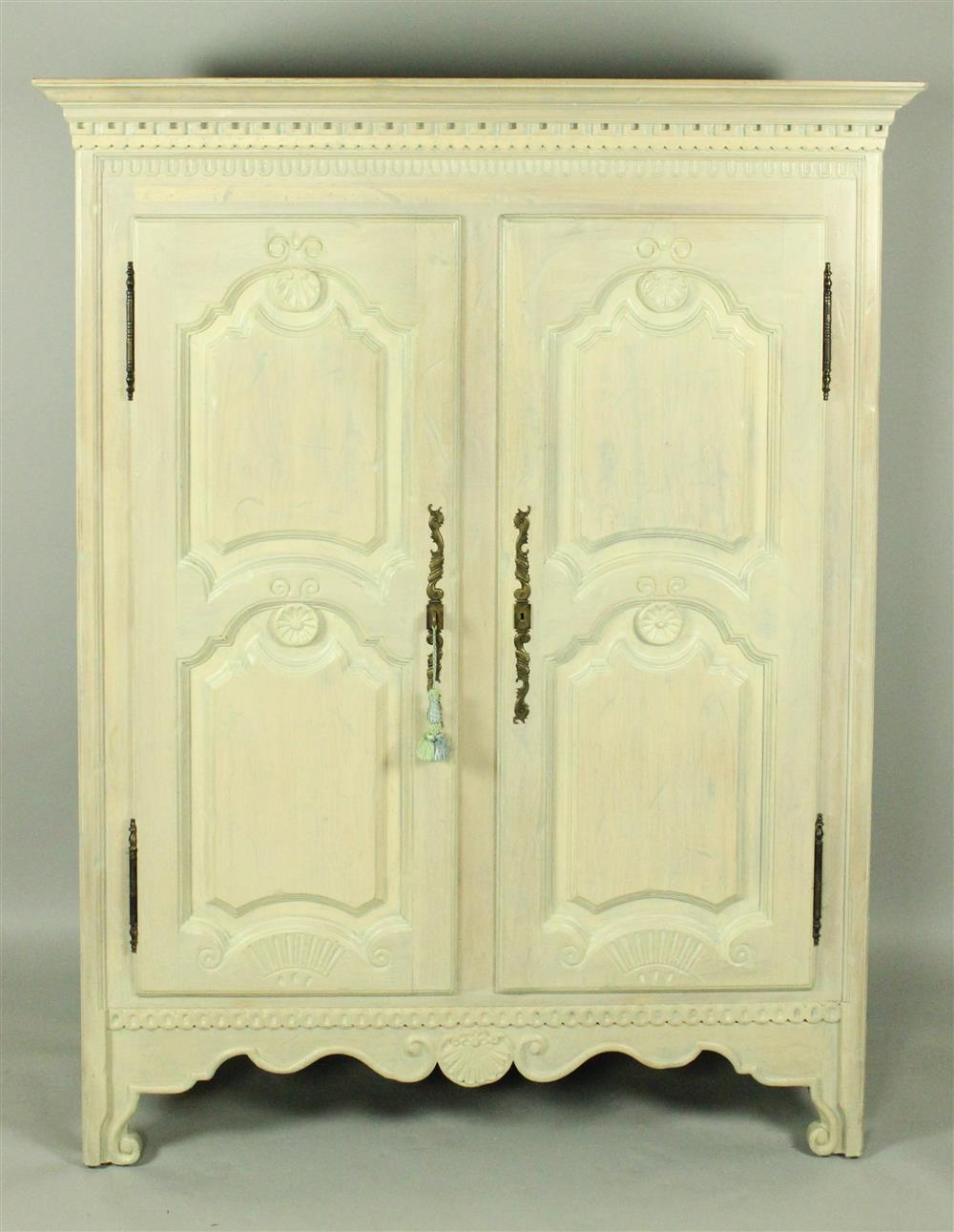 Appraisal: BAKER FRENCH PROVINCIAL ARMOIRE WITH PICKLED FINISH having a rectangular