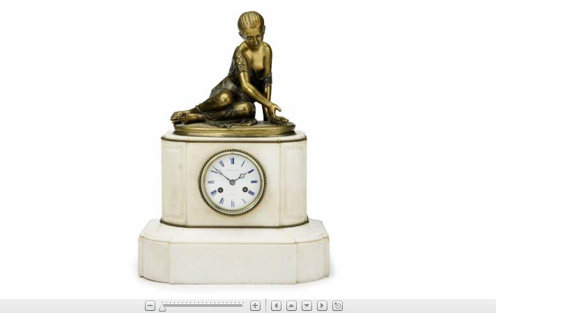 Appraisal: French gilt bronze and white marble mantle clock th century