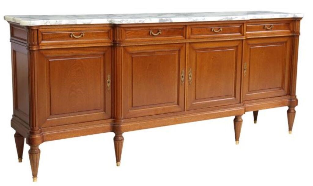 Appraisal: French Louis XVI style mahogany breakfront sideboard th c shaped