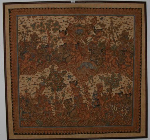 Appraisal: Balinese batik painting fabric on board x cm