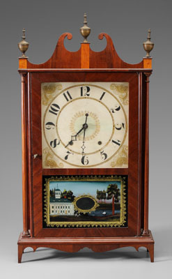 Appraisal: Pillar Scroll Shelf Clock Plymouth Connecticut th century mahogany case