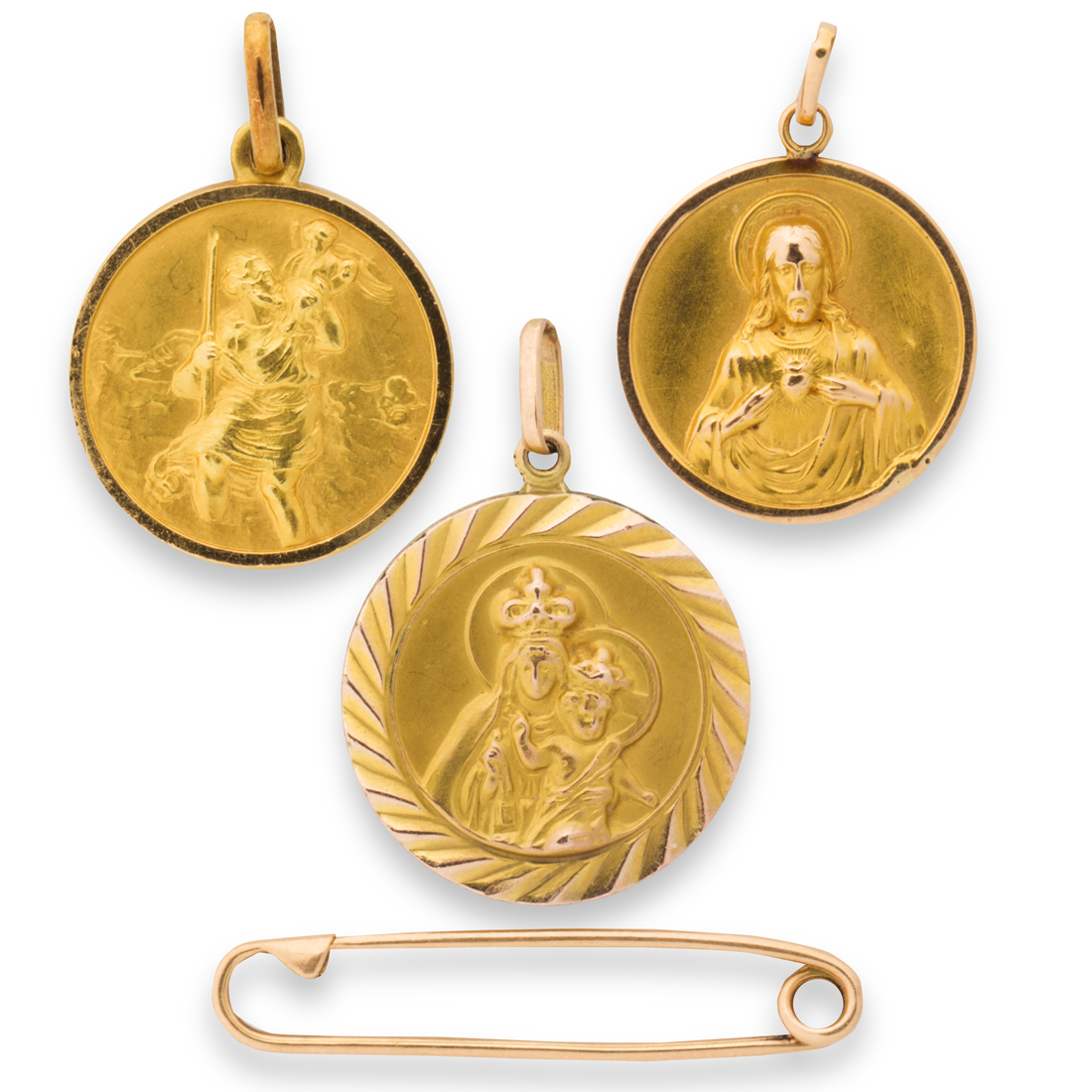 Appraisal: A GROUP OF GOLD OR GOLD-FILLED PENDANTS AND ACCESSORY A