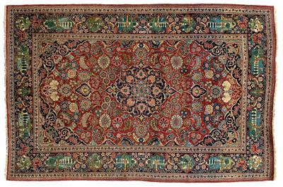 Appraisal: Finely woven modern Lavar Kerman rug ornate central medallion and