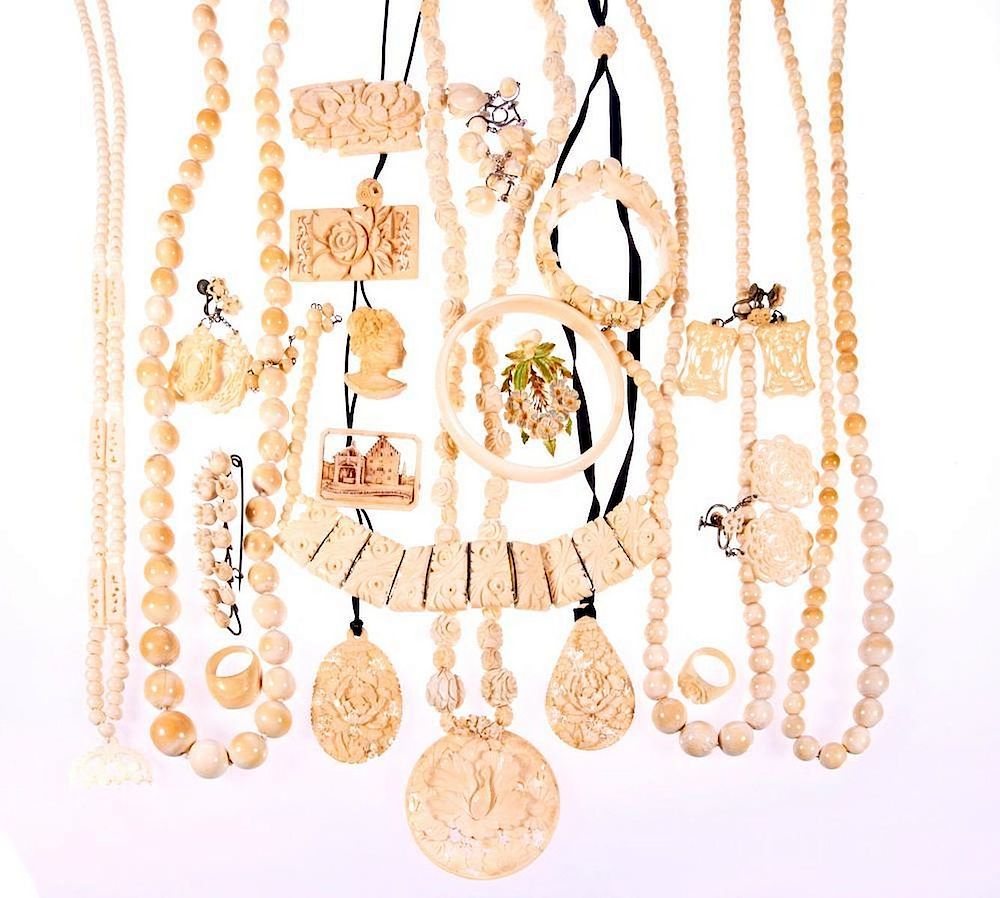 Appraisal: Collection of bone plastic and metal jewelry comprising assorted items