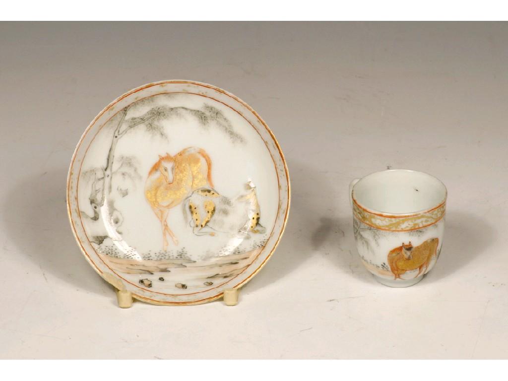 Appraisal: A RARE CHINESE EXPORT MINIATURE CUP AND SAUCER decorated in