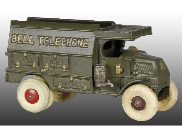 Appraisal: Cast Iron Green Bell Telephone Truck Toy Description White rubber