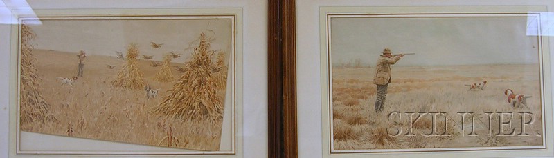 Appraisal: Three Framed Hunting Prints a pair of A B Frost