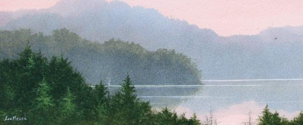 Appraisal: MESSA Lou American th C Misty Lake Landscape Watercolor sight