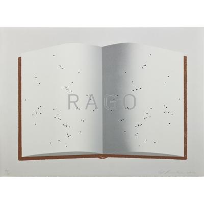 Appraisal: Ed Ruscha American b Open Book with Worm Holes Hand