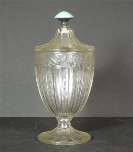 Appraisal: A Continental cut glass and enamel jar and cover of