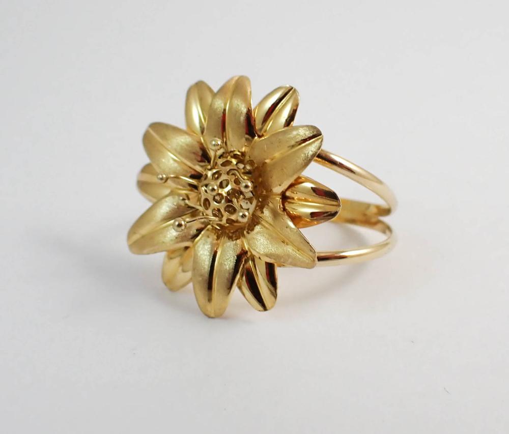 Appraisal: ITALIAN MADE FOURTEEN KARAT GOLD FLOWER FORM RING weighing grams