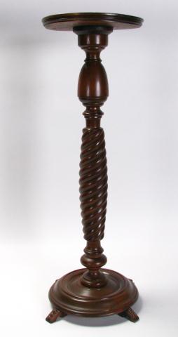 Appraisal: Twist-pedestal walnut fern stand footed base '' high old painted