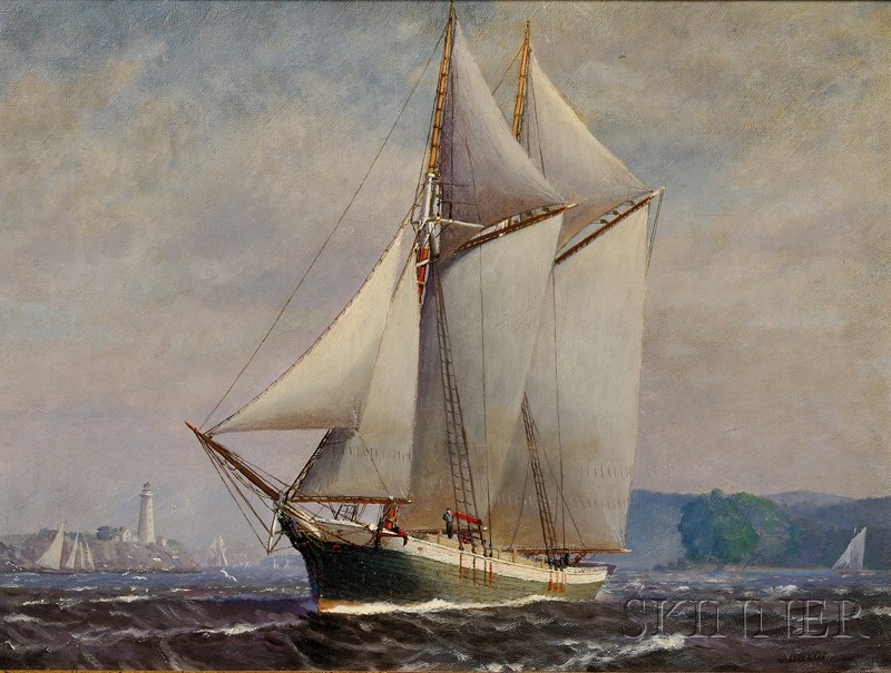 Appraisal: Vivian Forsythe Porter Massachusetts - Portrait of a Schooner Sailing