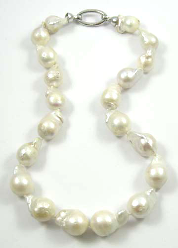 Appraisal: FRESHWATER BAROQUE PEARL NECKLACE strung with white baroque pearls coming