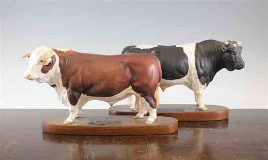 Appraisal: Two Beswick Connoisseur models of a fresian and Hereford bulls