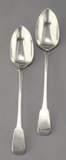 Appraisal: Large Pair of George III Sterling Silver Fiddle Serving Spoons