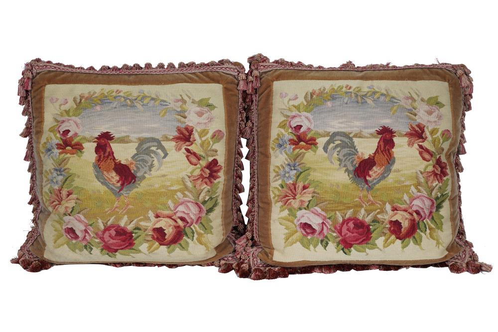 Appraisal: PAIR OF FLORAL TAPESTRY UPHOLSTERED PILLOWS x inches Condition