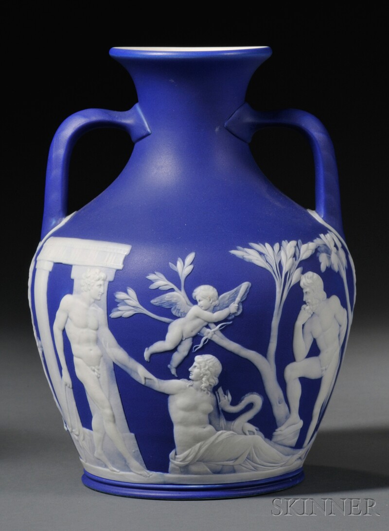 Appraisal: Wedgwood Dark Blue Jasper Dip Portland Vase England th century